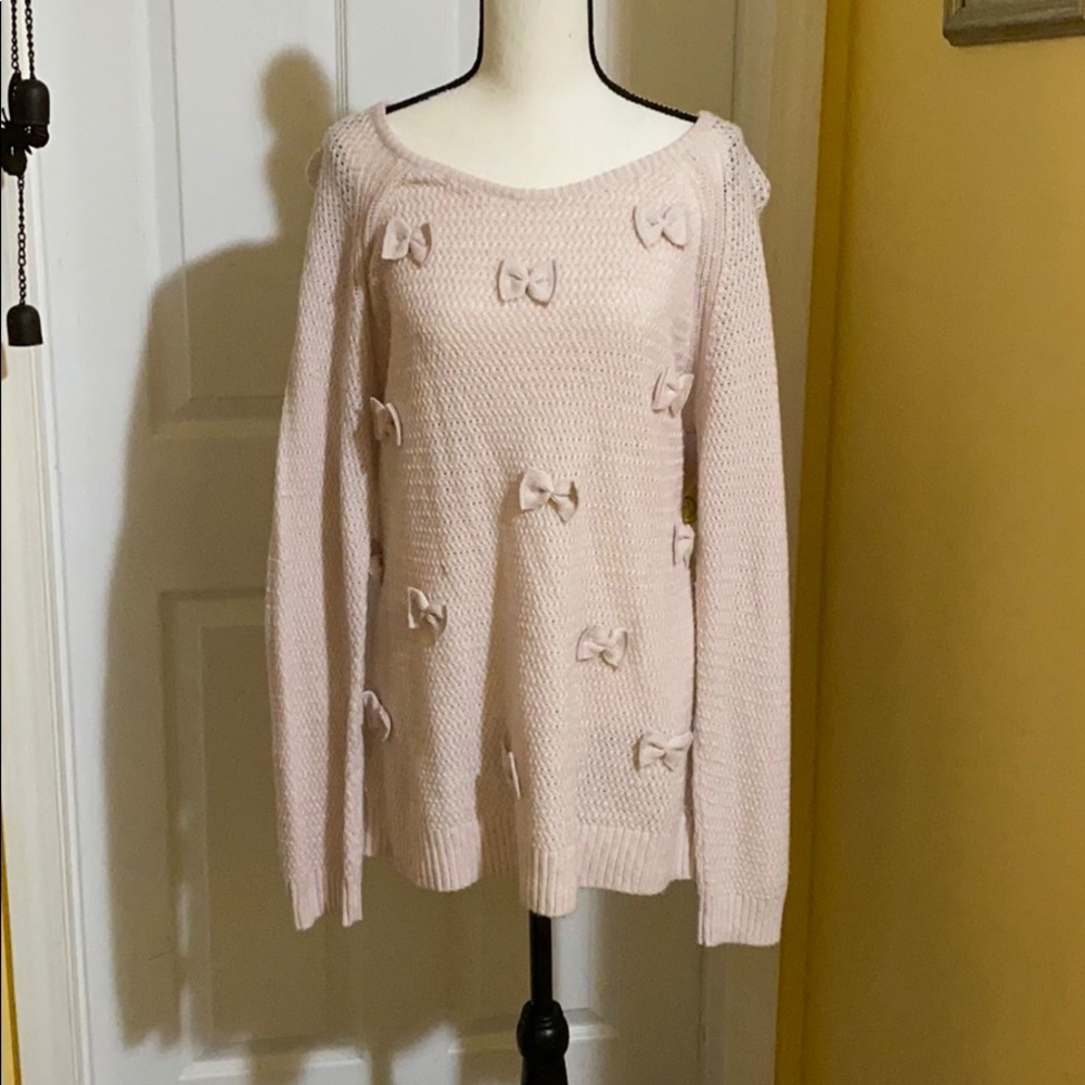 Laura Conrad Bow Blush Pink Sweater